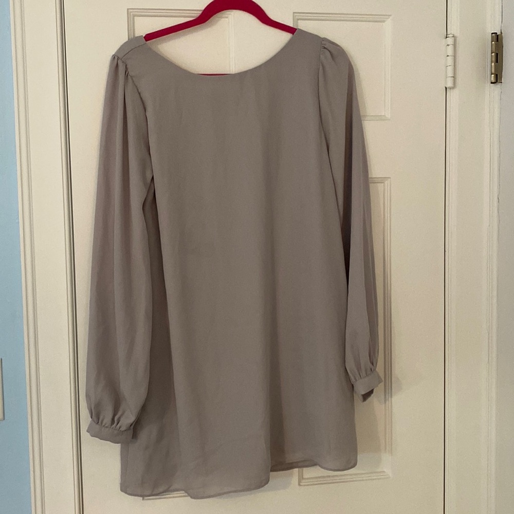 Never worn Gray long sleeve chiffon dress